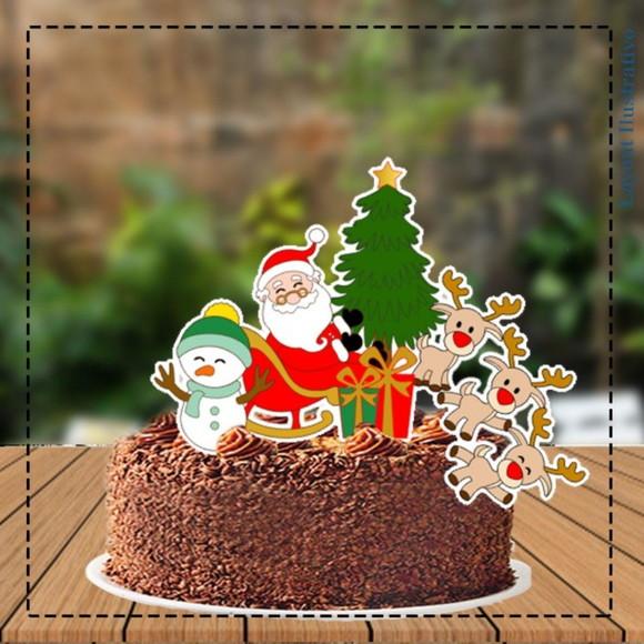 Topo de Bolo Noel Renas Caindo - Ref 5344 Arquivo Digital