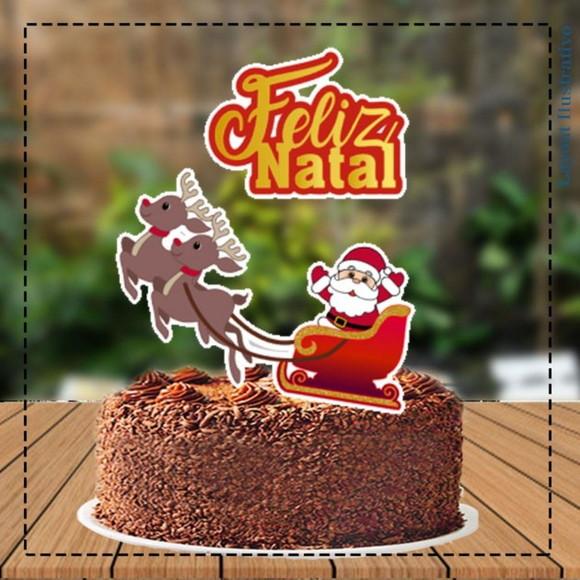 Topo de Bolo Noel Trenó - Ref 5368 Arquivo Digital