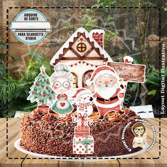 Topo de Bolo Papai e Mamãe Noel - 4583 Arquivo Digital