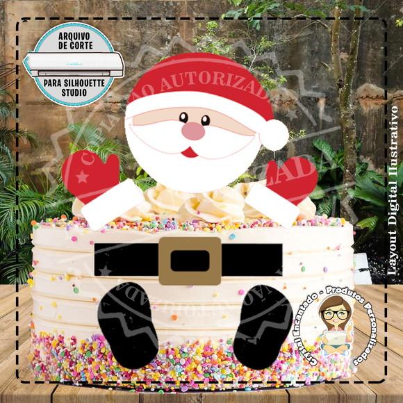 Topo de Bolo Papai Noel Camadas - 4584 Arquivo Digital