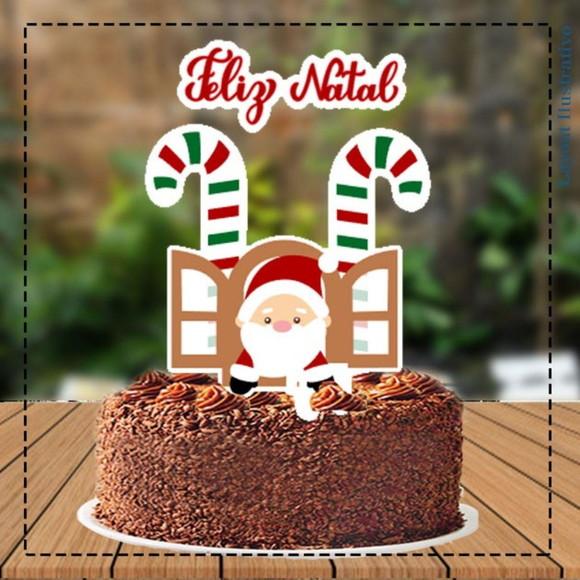 Topo de Bolo Papai Noel Janela - 5363 Arquivo Digital