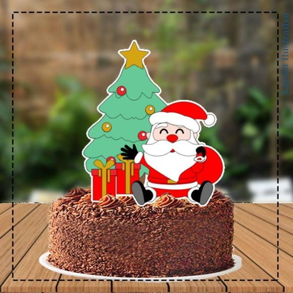 Topo de Bolo Papai Noel Saco Presente - 5359 Arquivo Digital