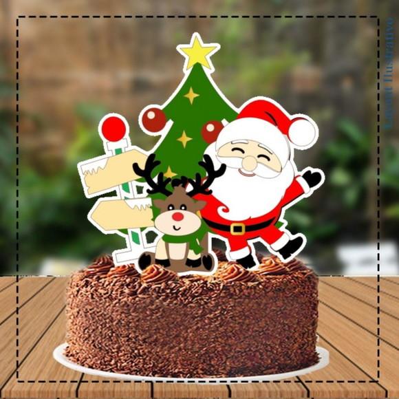 Topo de Bolo Papai Noel Polo Norte - 5239 Arquivo Digital