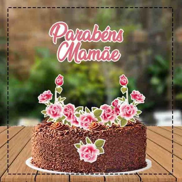 Topo de Bolo Parabéns Mamãe - 2634 Arquivo Digital