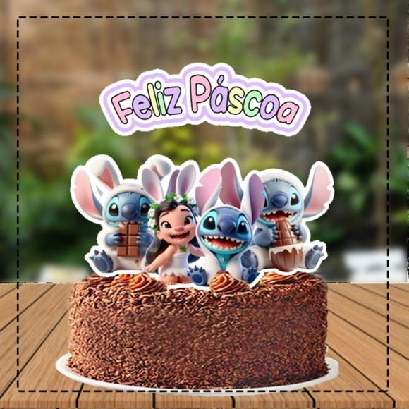 Topo de Bolo Pascoa Lilo Stitch - Ref 5512 Arquivo Digital