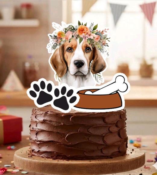 Topo de Bolo Pet Beagle - 7156 Arquivo Digital
