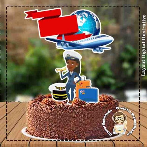 TOPO DE BOLO PILOTO FEMININO - REF 3750 ARQUIVO DIGITAL