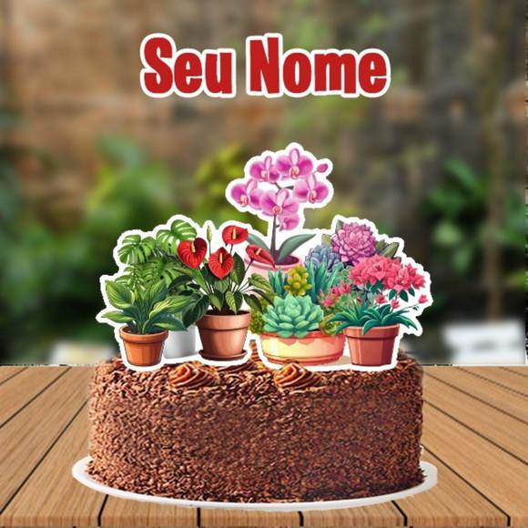 Topo de Bolo Plantas - Ref 5865 Arquivo Digital