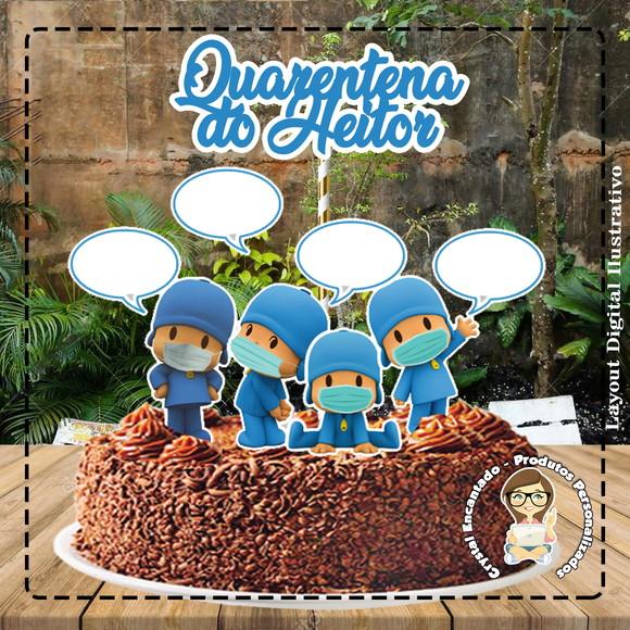 Topo de Bolo Pocoyo Quarentena - 4731 Arquivo Digital
