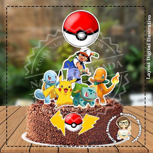 Topo de Bolo Pokemon - 3422 Arquivo Digital
