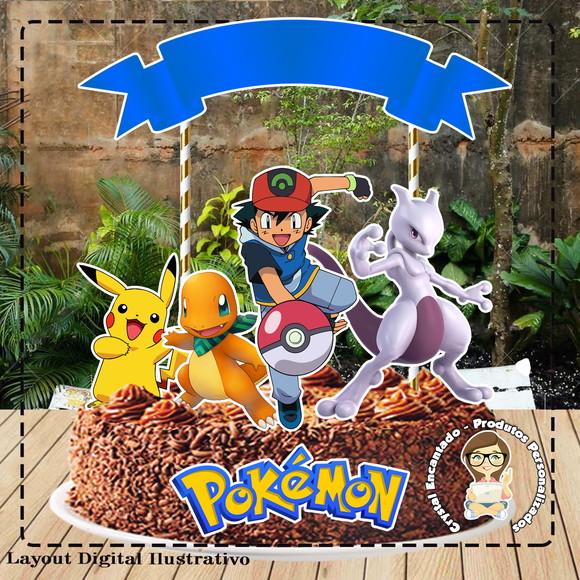 Topo de Bolo Pokemon - 4735 Arquivo Digital