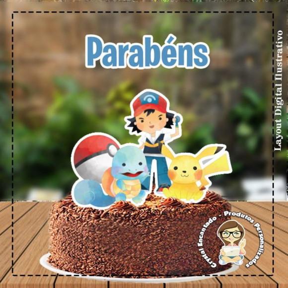 Topo de Bolo Pokemon - 4174 Arquivo Digital