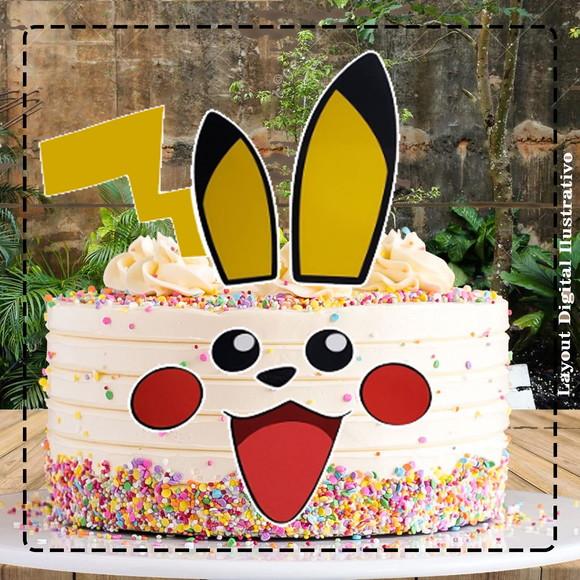 Topo de Bolo Pokemon Picachu - 4734 Arquivo Digital