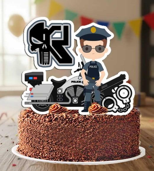 Topo de Bolo Polícia Moto - 6850 Arquivo Digital