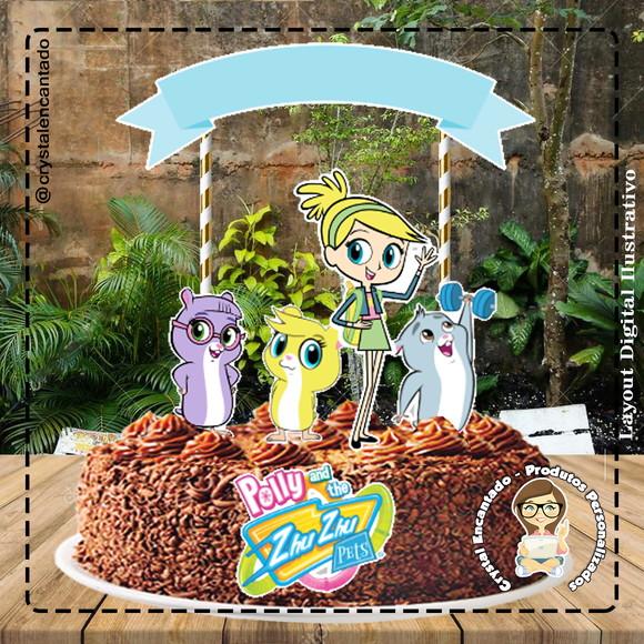 Topo de Bolo Polly Pocket Zhu Zhu- 4746 Arquivo Digital
