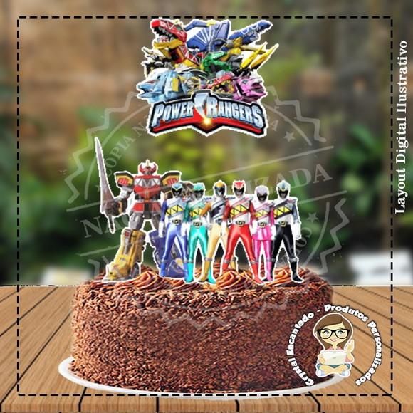 Topo de Bolo Power Rangers - Ref 3303 - Arquivo Digital