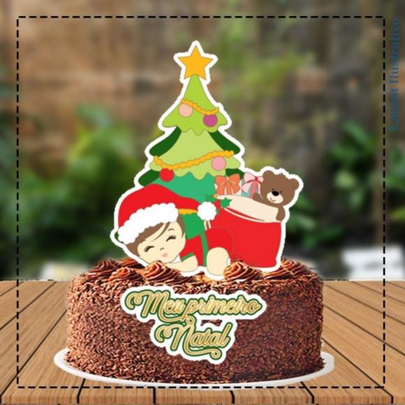 Topo de Bolo Primeiro Natal Menina - 5328 Arquivo Digital