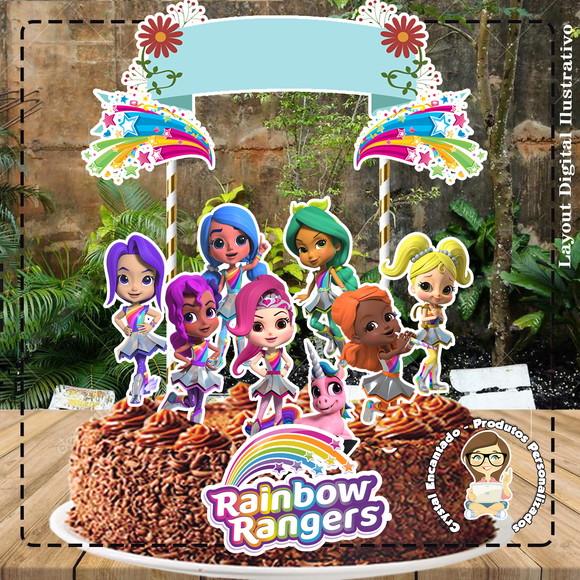Topo de Bolo Rainbow Rangers - Ref 3987 Arquivo Digital