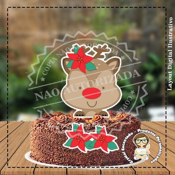Topo de Bolo Rena Natal - Ref 3262 Arquivo Digital