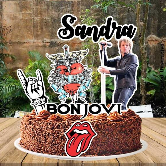 Topo de Bolo Rock Bon Jovi - 0830 Arquivo Digital