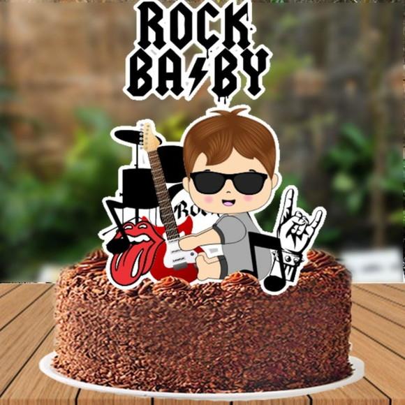 Topo de Bolo Rock Menino Baby - 6003 Arquivo Digital