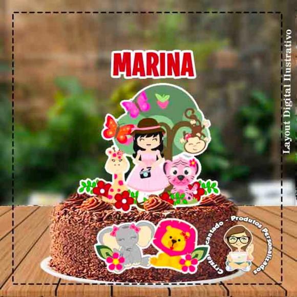Topo De Bolo Safari Menina - Ref 3817 Arquivo Digital