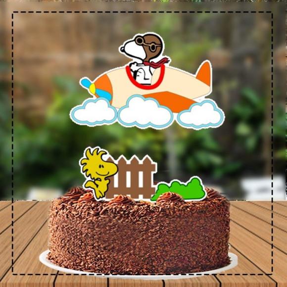 Topo de Bolo Snoopy Avião - 4638 Arquivo Digital
