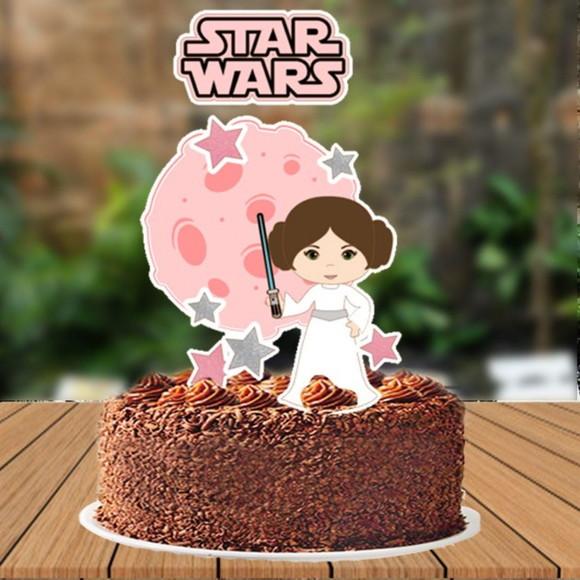 Topo de Bolo Star Wars Menina - Ref 5938 Arq. Digital
