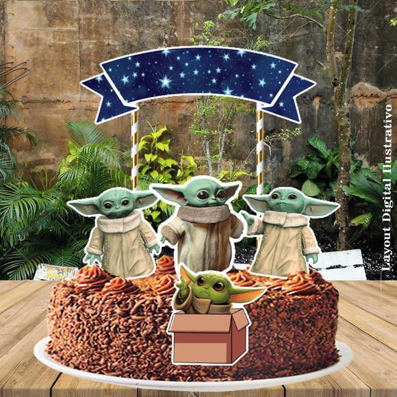 Topo de Bolo Star Wars Yoda Baby - 2240 Arquivo Digital