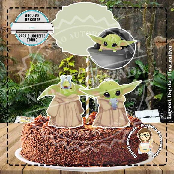 Topo de Bolo Star Wars Yoda Baby - Ref 2222 Arquivo Digital