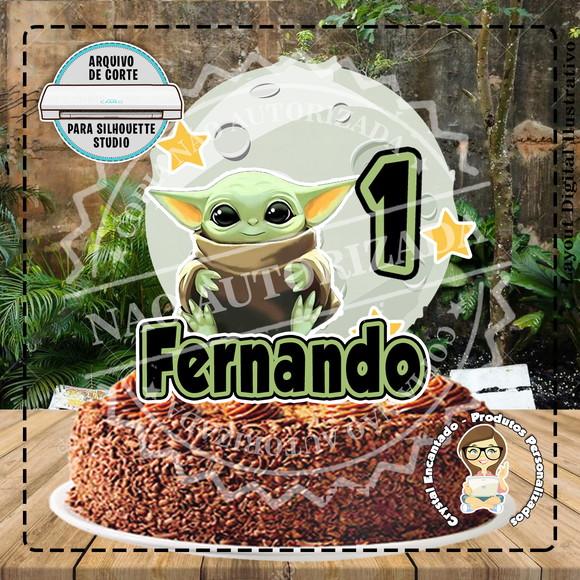 Topo de Bolo Star Wars Yoda Baby - Ref 2224 Arquivo Digital