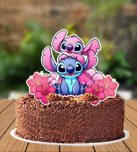 Topo de Bolo Stitch e Namorada - 6686 Arquivo Digital