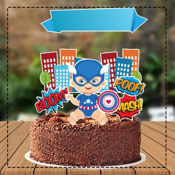Topo de Bolo Super Heroi Baby - Ref 1233 Arquivo Digital