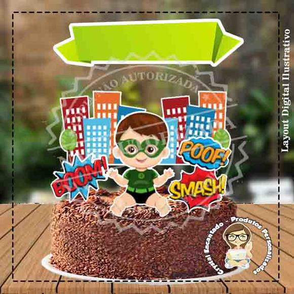 Topo de Bolo Super Heroi Baby - Ref 1239 Arquivo Digital