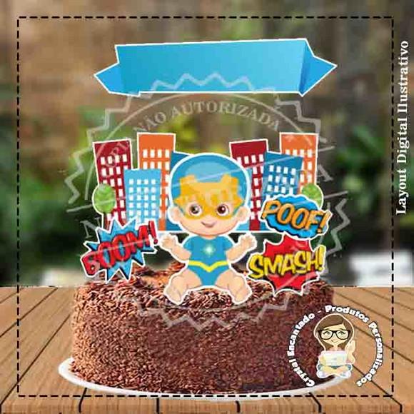 Topo de Bolo Super Heroi Baby - Ref 1246 Arquivo Digital
