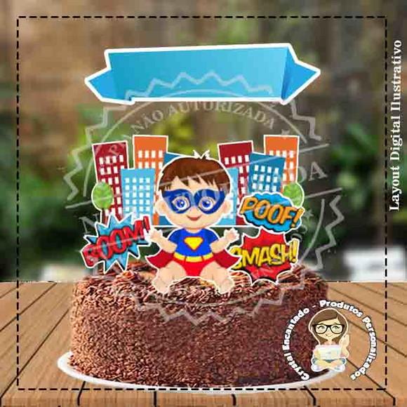 Topo de Bolo Super Heroi Baby - Ref 1247 Arquivo Digital