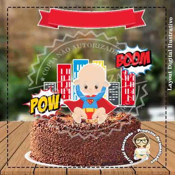Topo de Bolo Super Heroi Baby - Ref 1248 Arquivo Digital