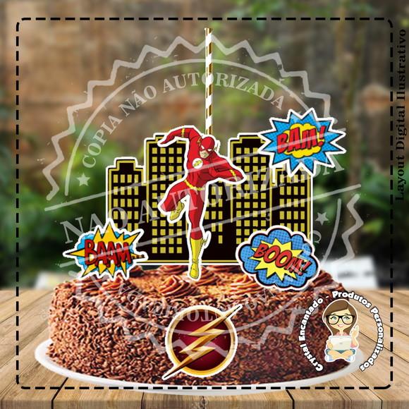 Topo de Bolo Super Heroi Flash - Ref 2801 Arquivo Digital