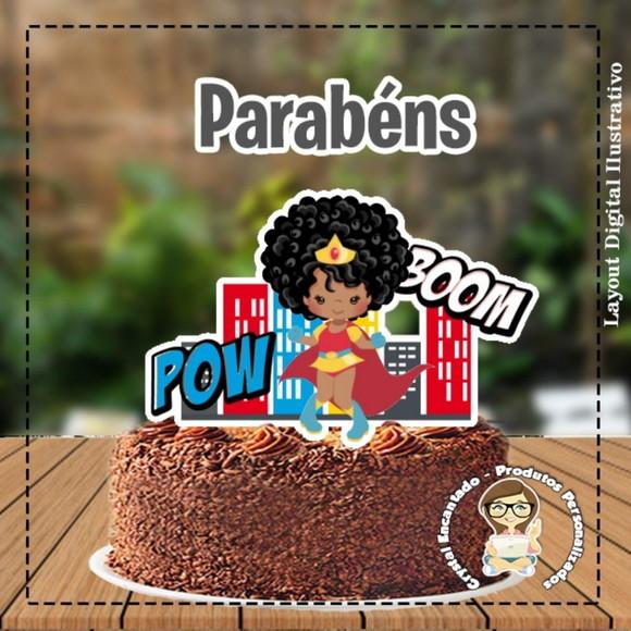 Topo de Bolo Super Heroina - Ref 4818 Arquivo Digital