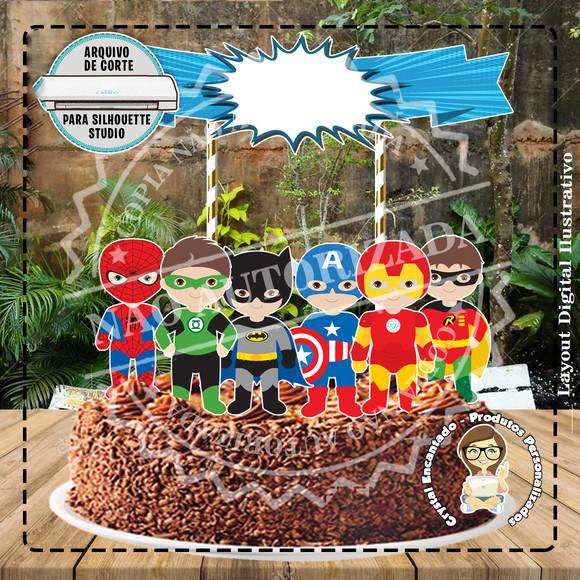 Topo de Bolo Super Herois Cute - Ref 2337 Arquivo Digital