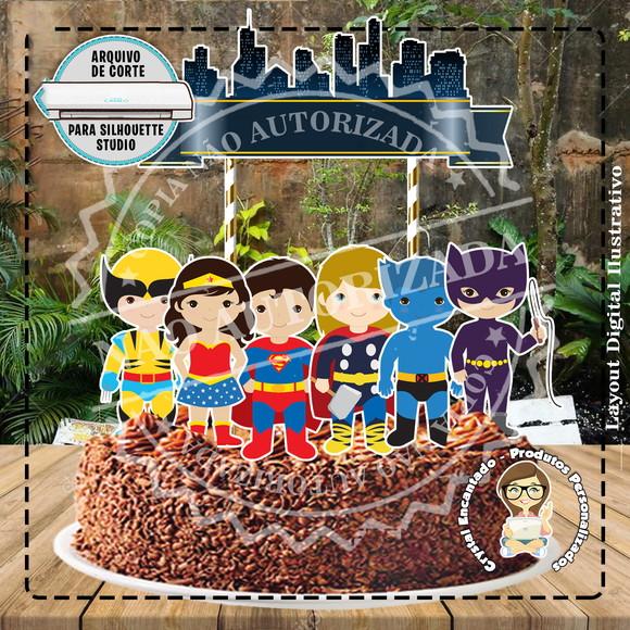 Topo de Bolo Super Herois Cute - Ref 2338 Arquivo Digital