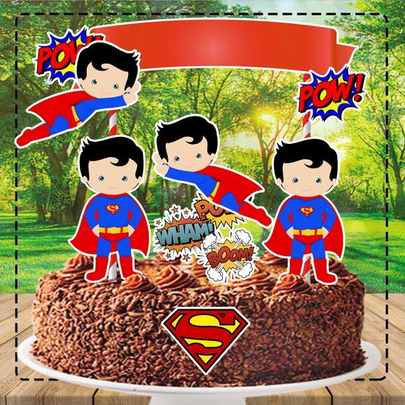 Topo de Bolo Super Homem Cute - Ref 5011 Arquivo Digital