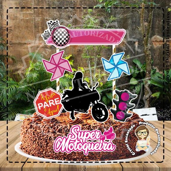 TOPO DE BOLO SUPER MOTOQUEIRA - REF 2859 ARQUIVO DIGITAL
