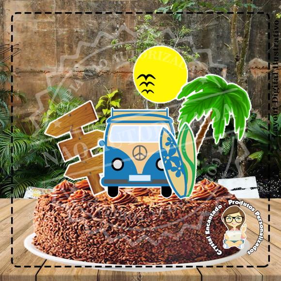 Topo de Bolo Surf Kombi - Ref 2901 Arquivo Digital