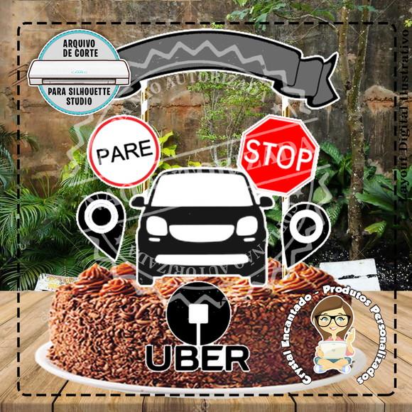 Topo de Bolo Taxi Uber - Ref 2585 Arquivo Digital