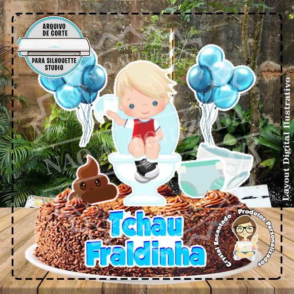 Topo de Bolo Tchau Fraldinha Menino - 5059 Arquivo Digital