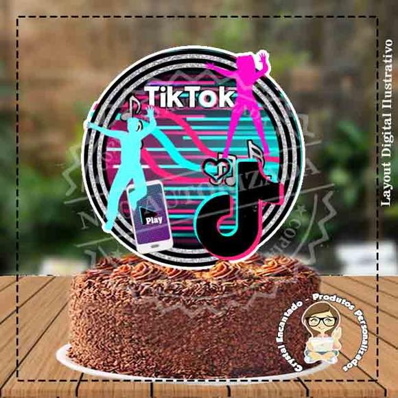 Topo de Bolo Tik Tok - Ref 3436 Arquivo Digital