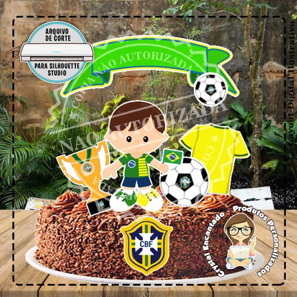 Topo de Bolo Futebol Brasil Menino - 2569 Arquivo Digital