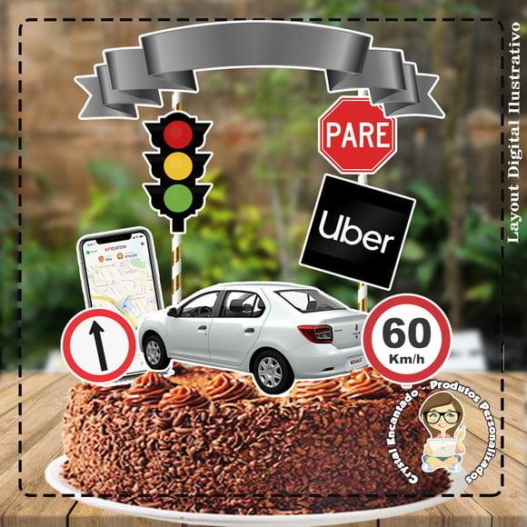 Topo de Bolo Uber Taxi - Ref 2050 Arquivo Digital