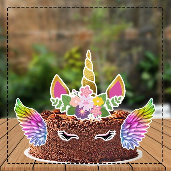 Topo de Bolo Unicornio - Ref 5185 Arquivo Digital